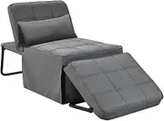 Foret 1-Seater Sofa Bed Lounge Ottoman Adjustable Couch Recliner Light Grey