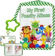 Baby Photo Book, Baby Photo Album | Soft Fabric Animal Pattern Album with Star Hook | Holds 17 Photos, Soft Fabric Cover, Memory Book for