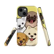 For Apple iPhone 13 mini Case, Armour Back Cover, Illustrated Puppies