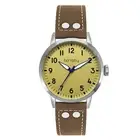 Tensity Men's Stainless Steel Round Leather Analogue Dial Watch - Ivory/Brown