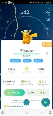 Shiny Pikachu ( Meloetta Hat ) ( Level 1 ) Pokemon Trade Go