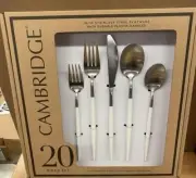 Cambridge 306420Ckp12Ds Mazzy White-Handle 20-Piece Flatware Set