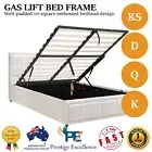 Bed Frame Queen Double King Single Size Gas Lift Storage Platform Boucle White