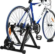 Goplus Bike Trainers for Indoor Riding, Folding Stationary Bike Stand with Magnetic Flywheel for Bicycle Cycling Training, 26’’ - 28’’ Wheels Road & Mountain Bikes