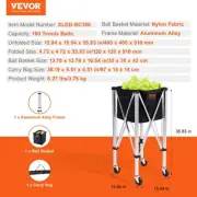 Foldable For Tennis Ball Hopper with Wheels Portable Aluminum Cart Holds 180