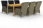 7 Piece Garden Dining Set Brown,Outdoor Furniture Sets-3067934