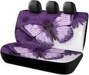BVNMT Rear Seat Cover for Car Dog Car Seat Cover Purple Butterfly Non-Slip Durable Rear Seat Protector for Cars SUV &Truck