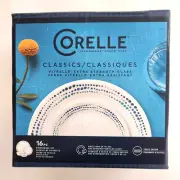 Corelle Vitrelle Ocean Blue 16 Piece Dinnerware Set Service For 4 Brand New