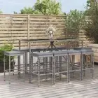 Outdoor Bar Set 11 Piece Outdoor Furniture Table Stool Grey Poly Rattan vidaXL