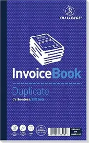 Challenge 210 x 130 mm Duplicate Book Carbonless Invoice without Vat/Tax, 100 Pa