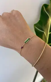 [Yi Collection] 18K Yellow Gold Tourmaline & Pink Sapphire Bar Bracelet