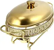 UTHCLO 1Pc Buffet Furnace Food Heating Container Gold Chafing Dish for Restaurants Parties Catering Events Practical Buffet Burner for Self Service Banquets