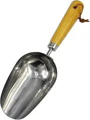 HAKIDZEL Stainless Steel Garden Scoop Ice Shovel Tool Multi-use Gardening Tool Wood Handle Transplant Dig Soil