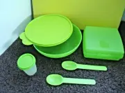 Tupperware NEW Lot ~ Hinged Sandwich Keeper, Cereal Bowl & Midget + Bonus Spoons