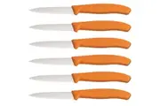 6x Victorinox 8cm Wavy Edge Pointed Tip Paring Knife Serrated Cheese/Bread ORNG