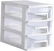 PAMINGONO 3-tier Desktop Storage Box Pp Plastic Makeup Organizer Drawer Type Beauty Organiser Storage Cosmetics Holder for Desk (and)