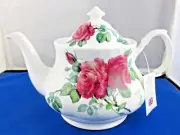 ENGLISH ROSE Fine Bone China 6 cup Teapot from Roy Kirkham, Made in England 36oz