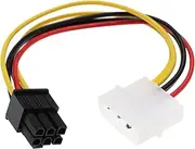 SING F LTD 2PCS 4 Pin Molex Male to 6 Pin PCI-E Male Graphics Card Power Cord Adapter Express Cable Graphics Adapter Conversion Cable 18AWG 18cm