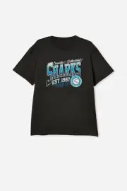 NRL Mens Souvenir Tee Shirt - Cronulla Sharks - 100% Cotton - Adult