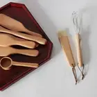 4 Pcs 1 Set Spatula Wooden Turner Set Mixing Spatula Baking