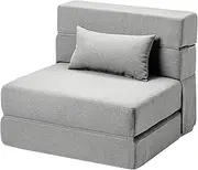 [SUYOLS] Folding Sofa Bed with Pillow- Convertible Chair Floor Couch & Sleeping Mattress - Foldable Memory Foam Sleeper for Living Room/Dorm/Guest Room/Home Office/Apartment/Upstairs Loft, Dark Grey
