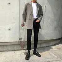 在飛比找蝦皮商城精選優惠-［現貨］韓國 4色 質感復古排扣西裝外套 寬鬆 男生 正韓 