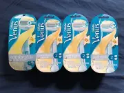 Pack of 4 Gillette Venus Comfortglide Vanilla Creme 3 Blades Razor 2 Refill Each
