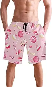 [XYMZR] Men's Swim Trunks Seamless Candy Lolipop Quick-Dry Bathing Suit Swimming Board Shorts S
