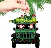 Christmas Grinch Ornament Family Truck Christmas Tree Ornaments Gift Decoration 3X3 Inches-Style D