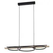 Eglo Boyal 40.5W LED 3 Ring Halo Timber Pendant Light - Natural Timber