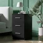 Bedside Table 3 Drawers Side Table Nightstand for Bedroom Living Room Black
