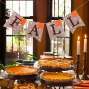 Decorative Maple Leaf Linen FALL Letter Bunting Burlaps Flags Thanksgiving Day