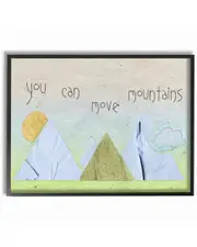 You Can Move Mountains Collage Blue by Daphne Polselli Framed Art