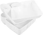 FUNNETOYU 8pcs Divided Dumpling Serving Plate Dipping Compartments Reusable Chip and Sauce Platter for Parties for Serving Appetizers and Snacks