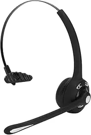 Wireless Headset with Noise Cancelling Microphone, On Ear Monaural BT Headphone with Mute Mode and Volume Control for Trucker, Gaming, Call Center, PC, Office, Black