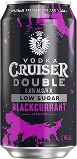 Vodka Cruiser Double Blackcurrant, Low Sugar, Refreshing Flavoured Pre-Mixed Vodka Drink, 6.8% ABV, 375mL (Case of 24 Cans)