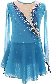 [Zagitova] Figure Skating Dress for Girls Patchwork Breathable Women Competition Dance Outfits with Rhinestone