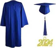 [Generic] Graduation Gown Cap Tassel Set | Soft Matte Graduation Gown Cap Tassel Set 2021 | Breathable Graduation Outfit for Adult Men Women