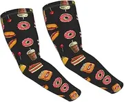 [HOPWODE] Chicken Leg Burger Drink Adult Ice Silk Arm Sleeves White Arm Sleeves Thumbhole Cooling Sleeves Outdoor Supplies, Black, Black