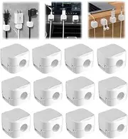 12 Pack Magnetic Cable Holder, Under Desk Cable Clips Management, Hide Phone Charging Cable Keeper, Strong Adhesive Wire Charger Holder for Nightstand, Kitchen Appliances, Office Supplies (White)