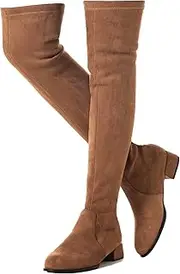 [Mtzyoa] Thigh High Block Heel Boot Women Pointed Toe Stretch Over The Knee Boots