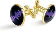 [BUJOJUB] graphic and geometry art abstract, Pack of 2 Cuff Links Stainless Steel Cufflinks