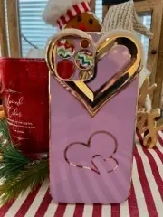 IPHONE 14 PROP MAX PINK AND GOLD HEART PHONE CASE STYLISH