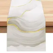 Grey Marble Table Runner 13x72 Inch Modern Abstract Marble Texture Kitchen