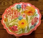 New! Pioneer Woman Sunny Days Coral Melamine Dinner Bowl 8.66" Scalloped Edges