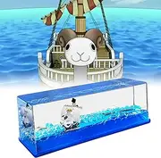 Ycaaeo Cruise Ship Fluid Drift Bottle "Going Merry" Ship Fluid Drift Bottle, Unsinkable Boat in a Box, Pirate Ship Decoration, One Ship for Home, Car, Showcases, Table Decoration