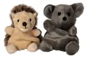 Set of 2 HEDGIE HEDGEHOG & CHATTY MOUSE Palm Pals 5" Animal Plush, Aurora