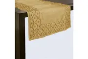 Silk Blend Beaded Table Runner 45cm x 150cm - Gold