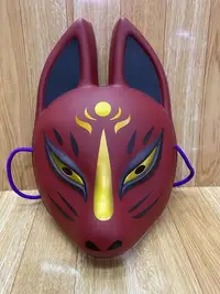 在飛比找Yahoo!奇摩拍賣優惠-日本傳統圖案面具—紅金色