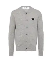 Comme des Garçons Play Heart Patch Crewneck Cardigan S,L,M light gray